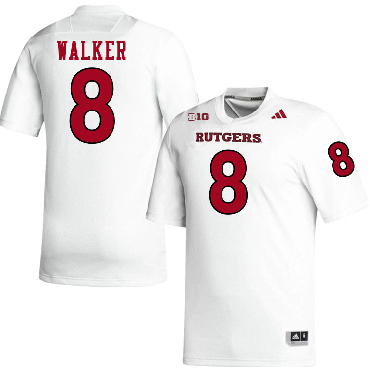 Rutgers Scarlet Knights #8 Jordan Walker College Football Jerseys Stitched-White Rutgers Scarlet Knights #8 Jordan Walker College Football Jerseys Stitched-White